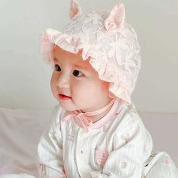 Caps Hats Baby womens lace hat solid Colour pleated brimmed hat newborn court hat baby photography prop WX