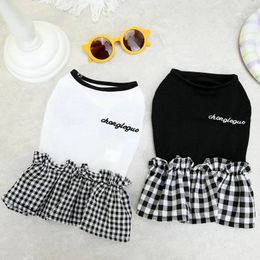 Dog Apparel Pet Skirt Embroidered Plaid Cute Sweet Fashionable Comfortable Universal Supplies