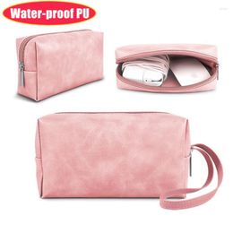 Storage Bags PU Wire Mouse Holder Bag Portable Airpods Headphone Cable Water-proof Travel Makeup Brushes Organiser Container