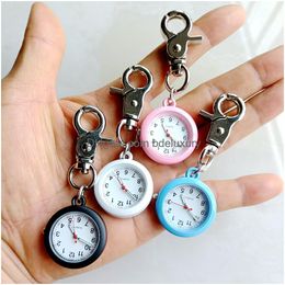 Other Colourf Unisex Carabiner Hanging Keychains Pendant Fob Pocket Watches Fashion Women Mens Nurse Doctor Students Clock Drop Delive Otdwq