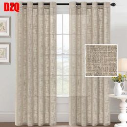 Curtain Plain Rough Linen Veil Light Transparent Curtains For Living Dining Room Bedroom Simple Semi-Blackout