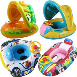 Other Toys Inflatable baby swimming ring seat floating sun shading toddler swimming ring fun swimming pool summer beach party water toys
