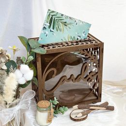 Party Supplies 1pcs Light Brown Wedding Card Box Alternative Rustic Decorations For Baby Shower Birthday Graduation Decor