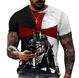 Samurai Pattern Knights Templar 3D Print TShirt Retro Style Of European And American Street Short Sleeve T Shirt Men Tops Tees 2207512216