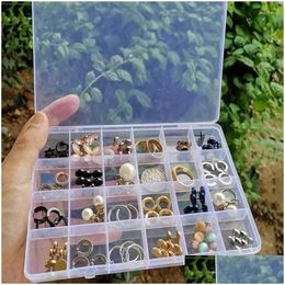 Jewelry Pouches Bags 1-24 Grids Compartment Box Transparent Plastic Storage Boxes Container Diy Beads Earring Rec Organizer Case Dr Dhdhi