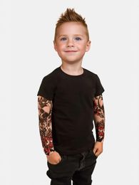 Summer Childrens Clothing Boys T-Shirt kids clothes Fashionable Tattoo sleeves Cotton Tops for boys 1 to 6 years old 240517