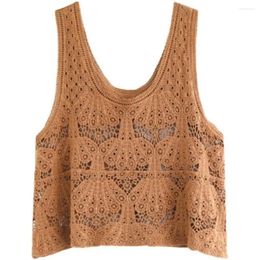 Women's Tanks 2024 Spring And Summer Women Hollow Out Knitted Vest Casual Style Pullover Sweetheart Sleeveless Top L195