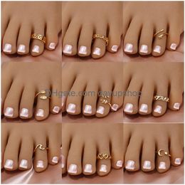 Wedding Rings Adjustable Toe Ring For Women Girls Open Tail Band Hawaiian Foot Jewellery Drop Delivery Ote9M Otaoy