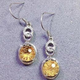 Dangle Earrings Natural Real Citrine Drop Earring Round Style 925 Sterling Silver 8 8mm 1.8ct 2pcs Gemstone Fine Jewelry X241227