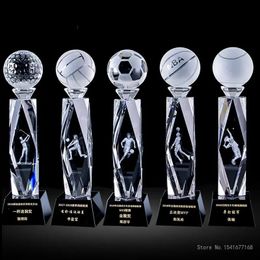 Crystal Trophy Customized Sports Competition Basketball Football Volleyball Basketball Badminton Table Tennis Award Trophy 240428