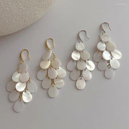 Dangle Earrings Bohemian White Shell Waterdrop Long Grape Tassel Retro Luxury Vintage Women Wedding Jewelry