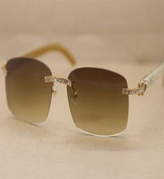 2020 New Rimless 8200759 Glasses Men Women White Buffalo Horn Sunglasses Frame driving glasses C Decoration gold frame Size60181163066