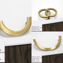 New Solid Brass Circle Handles for Furniture Cabinet Pulls Drawer Cupboard Kitchen Door Handle Gold Knobs Hardware