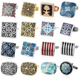 Cuff Links Classic French shirt cufflinks gold silver blue red enamel cuffs buttons wholesale mens jewelry accessories