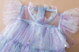 Girl's Dresses New Summer Girls Children Sequins Mesh Layers Cake Rainbow Vestidos Princess Dress Kids Clothes Birthday Party Prom Dress 3-8Yrs 97U5