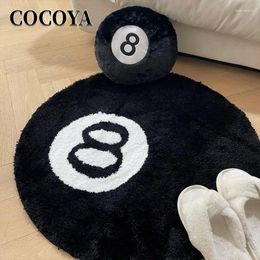 Carpets Creative 8 Ball Round Carpet Living Room Decor Halloween Black Tufted Area Rug Super Soft Kids Bedside Mat Fluffy Plush