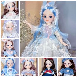 BJD Dolls and Clothes with Multiple Movable Joints 30cm 16 3D Simulated Eye Hinge Doll Girls DIY Dress Up Birthday Gift Toy 240516