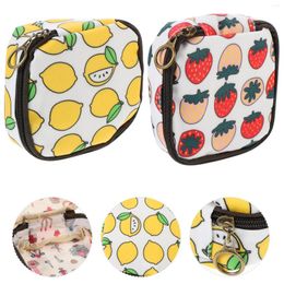 Storage Bags 2 Pcs Bag Kit Maquillaje Para Fruit Square Period Pad Pouch Cotton Laminated Women Purse Makeup Travel