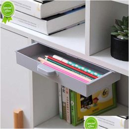 Storage Holders & Racks New Self Adhesive Pencil Tray Under Desk Der Box Stationery Case Kitchen Knife Fork Container Home Office Orga Dhrjx