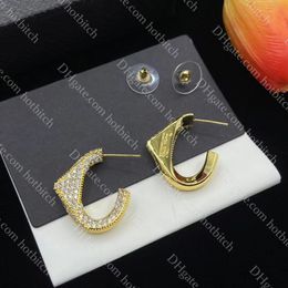 Sparkling Diamond Earrings Designer Womens Gold Earrings High Quality Fashion Simple Ear studs Exquisite Ladies Jewelry Gifts