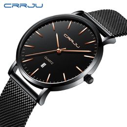 Relogio Masculino CRRJU Fashion Mens Watches Top Luxury Blue Waterproof Watches UltraThin Casual Quartz Watch Men Sports Clock 284M