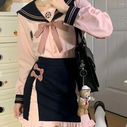 Clothing Sets Cherry JK Japanese School Uniform Korean Style Sailor Outfit Suits For Girls Sex Hip-covering Skirt Anime COS Costumes Women