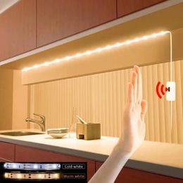 Smart Led Strip Light USB 5V Motion Sensor Hand Scan ON OFF Control Backlight Double-sided Tape for TV Kitchen Cabinet Wardrobe