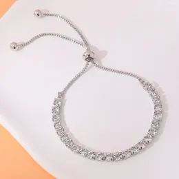 Link Bracelets 2024 Korean Bracelet Design Fashion Jewelry High End Luxury Shining Zircon Adjustable Party Women's Accessories