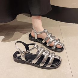 Sandals 2024 Summer Women's Simple Thin Belt Retro Fashion Comfortable Women High Heels Plus Size 40