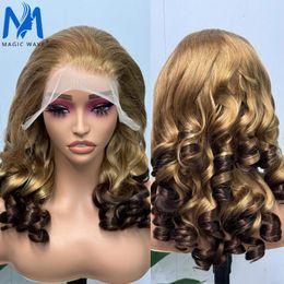Loose Wave Human Hair Wigs For Black Women 13x4 HD Lace Frontal 300% Density Brazilian Bouncy Fumi Remy Wig