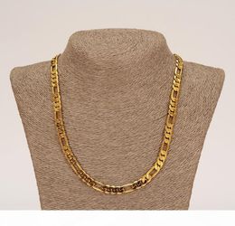 E Whole Classic Figaro Cuban Link Chain Necklace Bracelet Sets 14k Real Solid Gold Filled Copper Fashion Men Women 039 S Je9747547