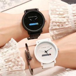 Wristwatches 2pc Minimalist Couple Watch For Men Women Casual Silicone Quartz Clock 2024 Black White Valentine