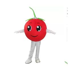 Mascot 2024 Cherry Costume Top Quality Customise Cartoon Fruit Theme Character Adt Size Christmas Carnival Fancy Dress Drop Delivery Dh0Rw