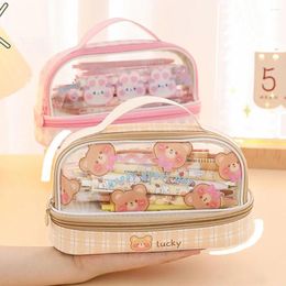 Cosmetic Bags Large Capacity Bag With Zipper Pencil Cute Wash Makeup For Girls Pouch Double Layer Design Cases