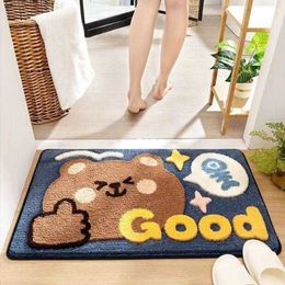 Carpets Cartoon Bathroom Makeup Room Water Absorbent Floor Mat Entry Door Quick Drying Bedroom Carpet Anti slip Thickened Imitation Cashmere H240517