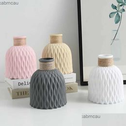 Vases Modern Flower Vase White Pink Blue Plastic Pot Basket Nordic Home Living Room Decoration Ornament Arrangement Drop Delivery Gar Dhyuw