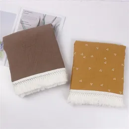 Blankets J60B Baby Tassel Swaddle Wrap Born Infants Pure Cotton Muslin Receiving Blanket