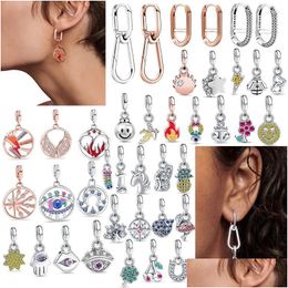 Loose Gemstones 925 Sier Me Series Hoop Link Earrings Fashion Charms Zircon Fit Original Bracelet Diy Women Jewellery Making Gift Drop Dhmar