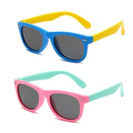 Runde Kinder Sonnenbrille Silikon Flexible Sicherheit Kinder Sonnenbrillen Mode Jungen Mädchen im Freien Schatten Brillen UV400 L2405