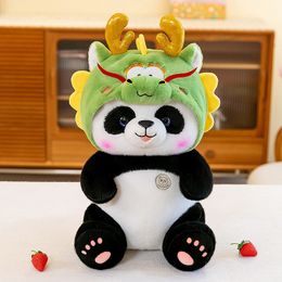 25cm panda dragon dragon plush toys dolls Year of the Dragon mascot dolls ornaments bed cloth dolls for boys and girls gifts