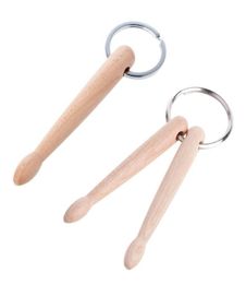 Wood Drumsticks Percussion Key Ring Chain Keyrings Mini Drum Sticks Keychain5208242