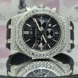 VVS Diamond Hiphop Stainless Steel Handmade Setting Huge Dial With Test Passed Moissanite Watch