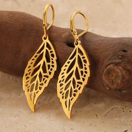 Dangle Chandelier Stainless Steel Earrings Bohemian Style Plant Leaf Pendant Fashion Pendant Earrings Womens Jewellery Best Friend Birthday Gift d240516