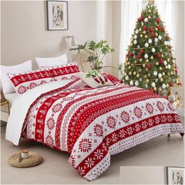 Bedding Sets Christmas Set Double Queen King Red Snowflake Tree Floral Twin Fl Single Duvet Er Kid Child Adt Year Gift Drop Delivery Dhcco