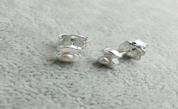 Bear Jewellery 925 Sterling Silver earrings Pendientes Super Power De Plata Con Perla Fits European Jewellery Style Gift 8124035406467342