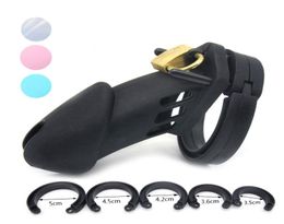 Soft Silicone Device Penis Belt Lock Cock Bird Cage with Five Penis Rings Standard CB6000 CX2007223205489