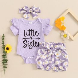 Clothing Sets Princess Baby Girls Summer Clothes Born Shorts Set Outfit Kids Letter Print Short Sleeve Romper Daisy Headband