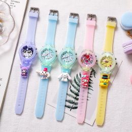 Girl's Watch Children's Silicone Cint Colored Light Childre's Childre's Children Student Quarz