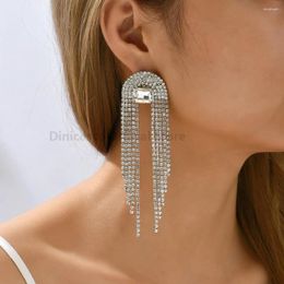 Stud Earrings Elegant Fashion Bridal Wedding Party Jewellery Rhinestone Luxury Fairy Tassel Formal Unusual Dangle For Women Modern Gift