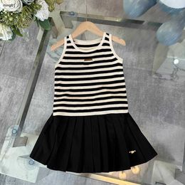 Brand kids tracksuits Summer designer girls dress baby clothes Size 100-160 CM 2pcs Striped camisole vest and pleated skirt 24May